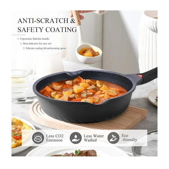 Vinchef Nonstick Deep Frying Saute Pan with Lid (Open Box) - Picture 3 of 6